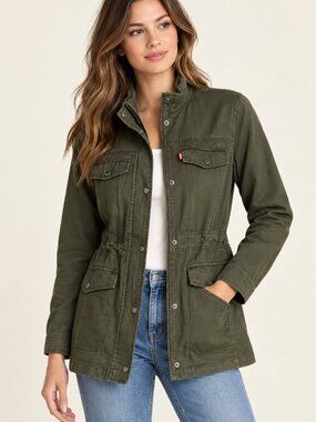 Levi's Olive Green Flap Pocket Military Field Utility Army Jacket Women's XS NWT